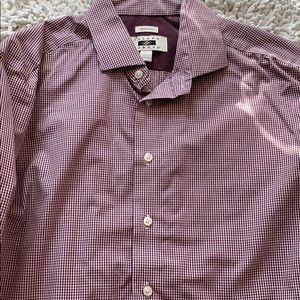 Joseph Abboud Red Plaid Dress Shirt Large